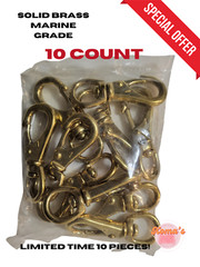 3 1/4 Solid brass swivel snap boat hook 5/8″ eye marine grade wide mouth SWL 80