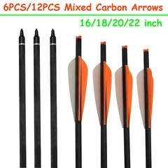16/18/20/22 Archery Mixed Carbon Arrow Crossbow Bolts Target Hunting Orange Vane
