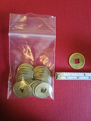 Practical Geocaching® – 10mm Brass Oriental Lucky Coins – 24 pcs – Free Freight!