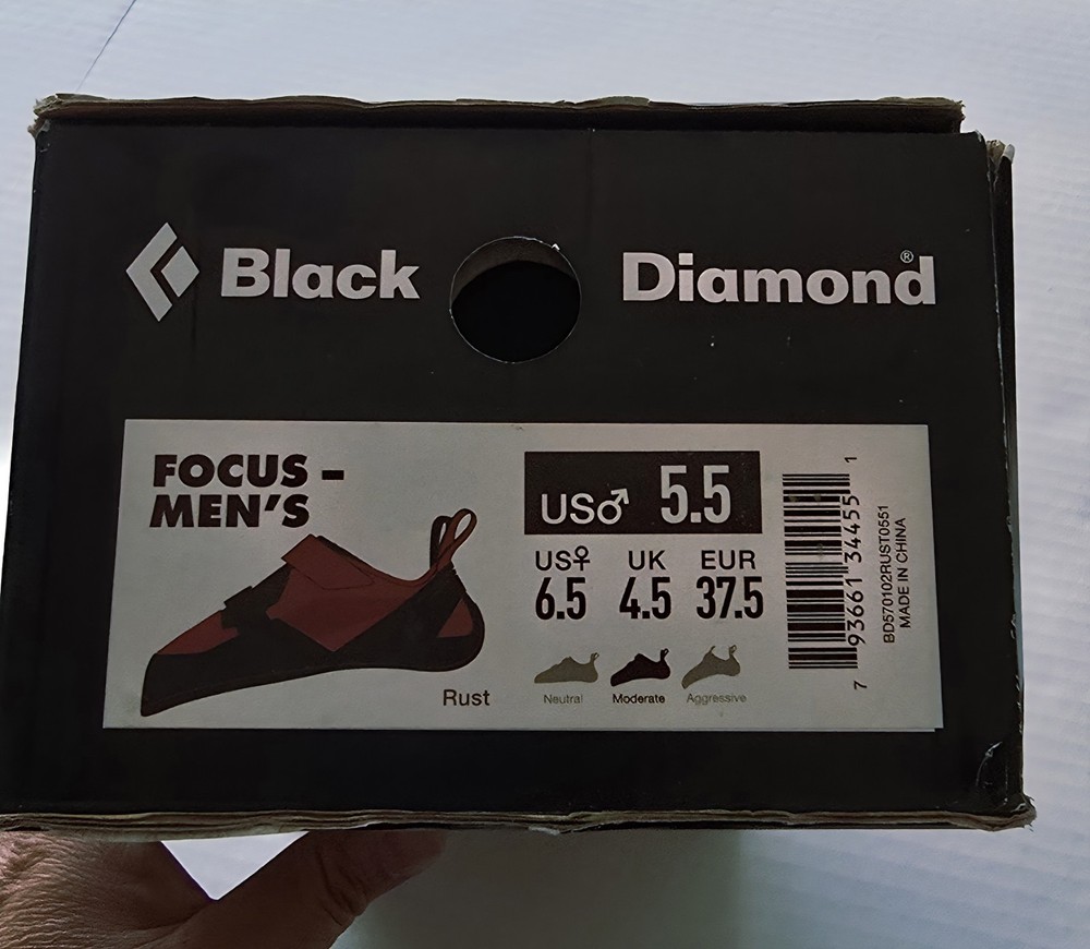 Black Diamond Focus Performance Rock Climbing Bouldering Size 6.5 US W /5.5 US M