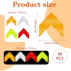 48PCS Reflective Arrow Stickers High-Visibility Safety Decals for Bike Car Helme
