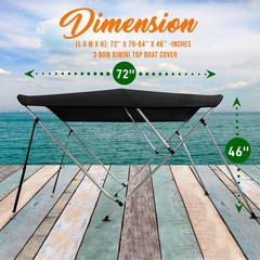 Serenelife 3 Bow Bimini Top Boat 72 L X 79-84 W X 46 H Aluminum Frame Easy