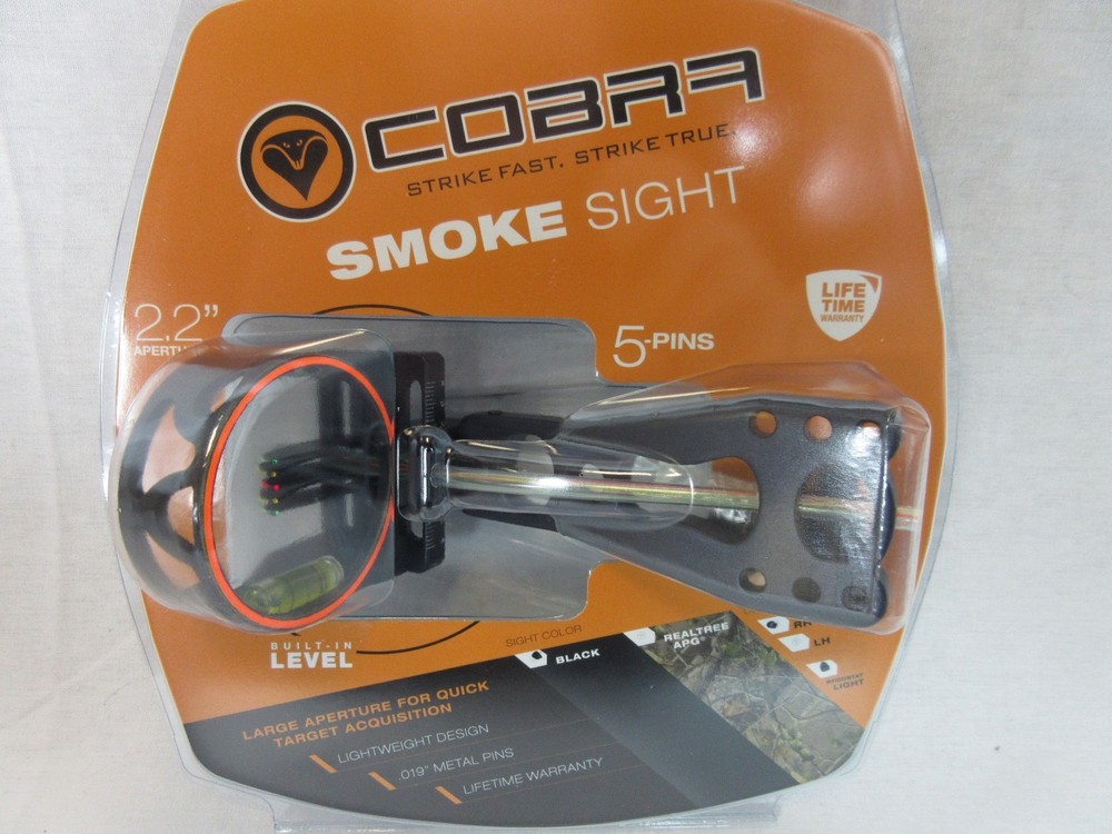 Cobra Archery Smoke 5 Pin Sight With light right or left hand black .019″