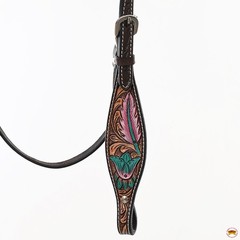 Western Headstall and Breast Collar Set HILASON Tooled Leather Horse Bridle Tack