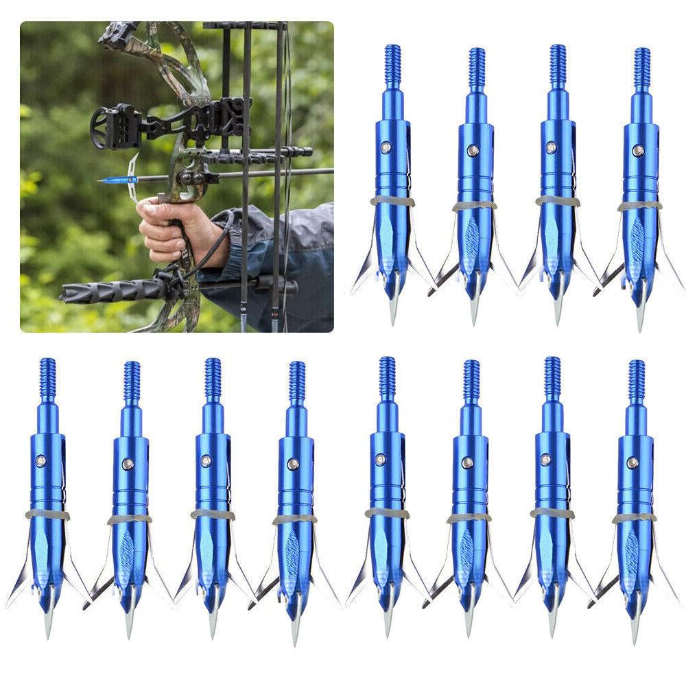 12Pcs 2 Blade 100 Grain Archery Crossbow Broadheads Arrowheads Tips for Hunting