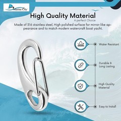 MARINE CITY 2-1/2″ Egg Shaped Snap Hook 316 Stainless Steel for Key chain