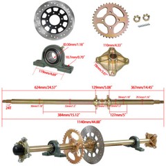 44in Rear Live Axle Wheel Hub Complete Kit For Go Kart Golf Cart ATV Buggy Quad