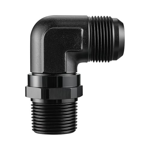 16AN Male Flare to 1″ NPT 90 Degree Swivel Fitting Adapter Aluminum Black