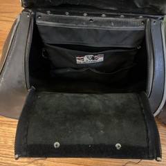 2 Heavy-duty Motorcycle US Saddlebags Large Leather Pair Flames Set Black Lock