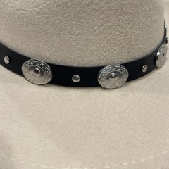 Ivory Western Hat with Silver Concho Band,Polyester Cotton blend, adjustable