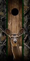 Premium Cornhole Vinyl Wraps – 3M Decal – Hunting – Whitetail Doe Forest Camo