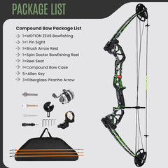 Compound Bowfishing Bow Kit Right Hand Hunting Fishing 15-45lb 18-29.5in