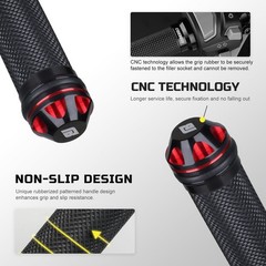 NIBBI Motorcycle Hand Grips, Racing CNC Aluminum Soft Rubber Handlebar,7/8 H…