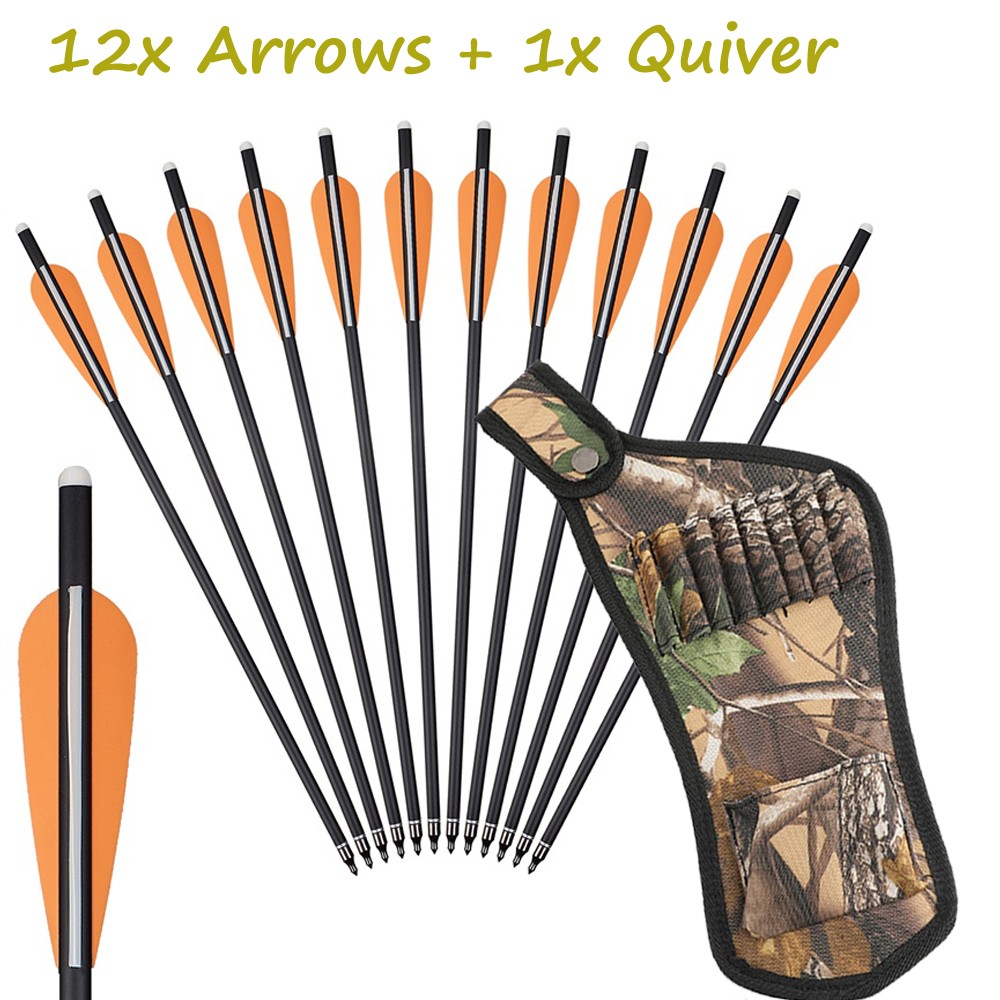 Archery Carbon Arrows 20in Crossbow Bolts +/or Arrow Quiver Bow Hunting Practice