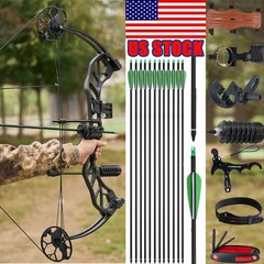 19-70# Adjustable Compound Bow Carbon Arrows Outdoor Archery Hunting Shoot RH/LH