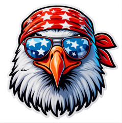 2″ Patriotic Bald Eagle Sticker, Decal, America, Stars and Stripes, Flag, Summer