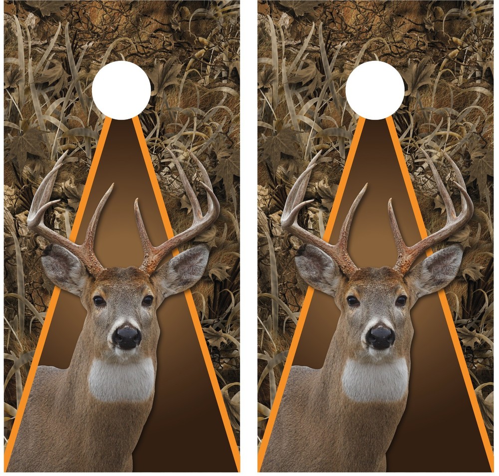 Whitetail Buck Deer Grassland Camouflage (brown) Cornhole Board Decal Wrap Wraps