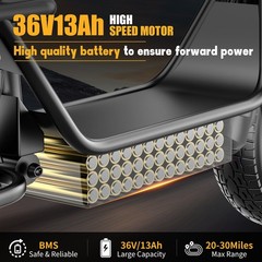 749W Off-road Electric Scooter, 48V 15A Large-capacity Battery, 35 Miles