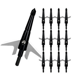 12Pcs Black Broadheads 100Grain 1.75″ Cut RecurveBow Crossbow Arrow Archery Tips