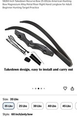 58/60” Takedown Recurve Bow 25-65Lbs Magnesium Alloy Metal Right Hand Longbow