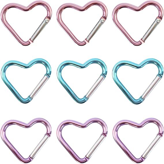 9× Heart Shaped Gift Aluminum Alloy Carabiner Hook Snap Clip Key Holder Keychain