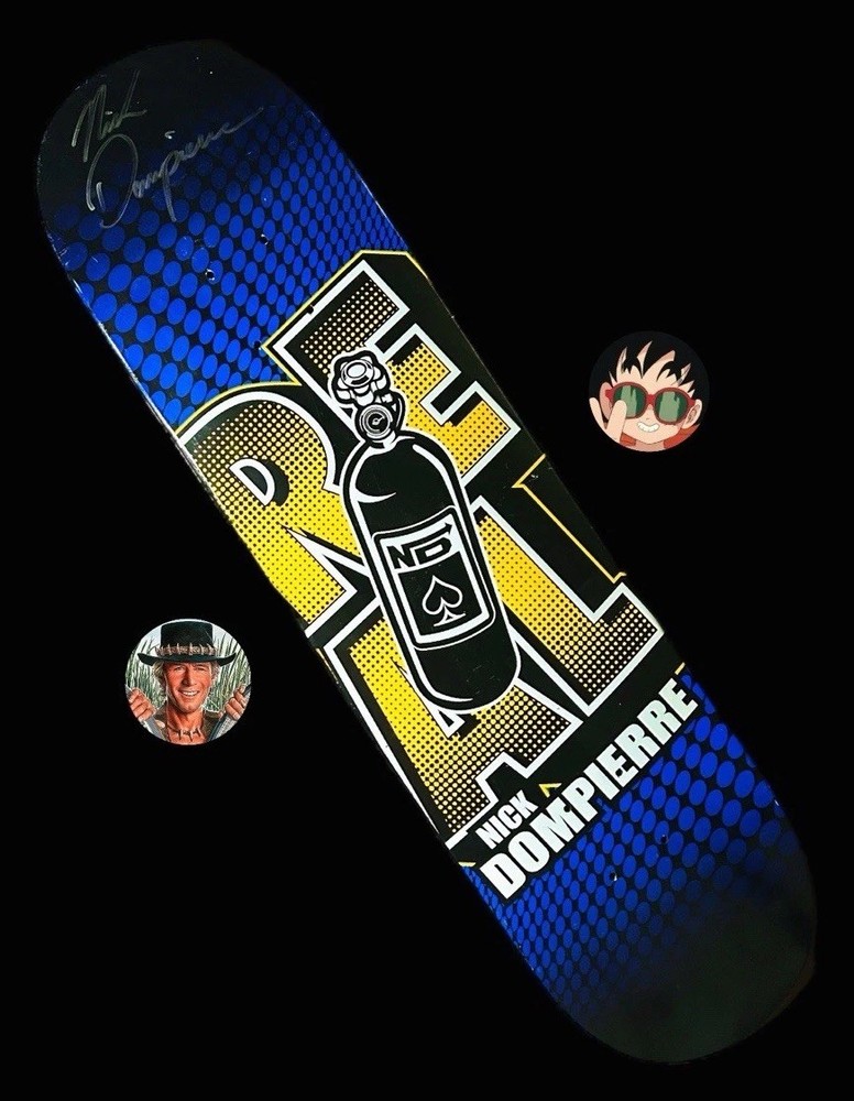 RARE SIGNED Nick Dompierre Nitrous Oxide NOS Real Skateboard Deck Vintage NEW