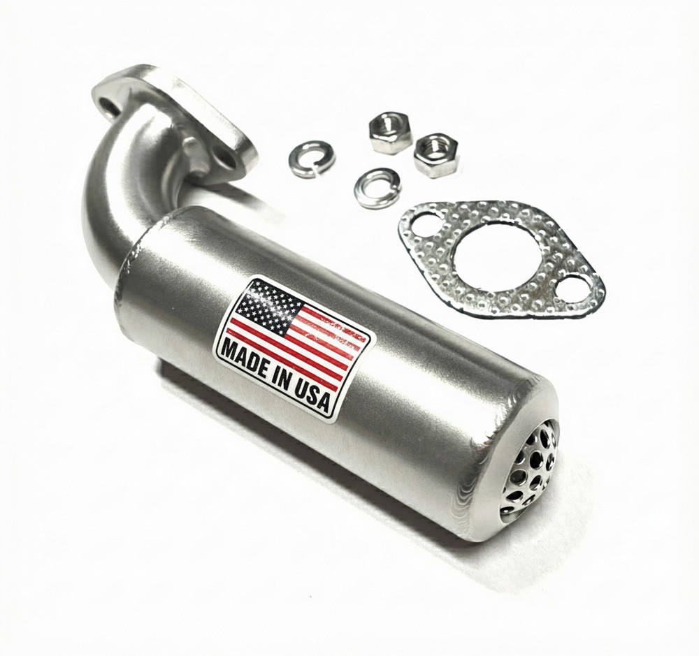Low Profile Short SS Exhaust Muffler | Fits Predator 3HP 79cc Harbor Freight Min