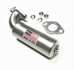 Low Profile Short SS Exhaust Muffler | Fits Predator 3HP 79cc Harbor Freight Min