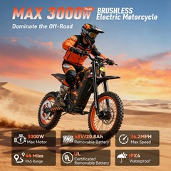 US ELECTRIC DIRT BIKE PEAK 3000W 48V 21AH OFF-ROAD BICYCLES 40MPH E-BIKE ADULT