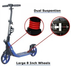 8 inch Large Wheel Kick/Push Scooter for Adults Teens Easy Folding w/ Suspension