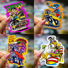 Rat Fink Ed Roth Vinyl Decals 50pcs Hot Rod Custom Car Bike Skateboard Sticker