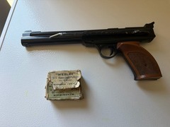 Vintage Daisy Power Line 717 Pellet Pistol .177 Cal. With Vintage Pellets