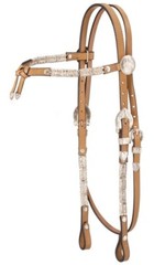 Silver Ferrule Show Headstall-Bridle – Futurity Browband – Light Oil Leather