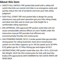 FRP DB001 50CC 2 Stroke Mini Dirt Bike, Up to 20Mph, Brand New – open box.