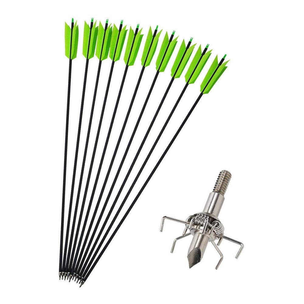 6/12 Pcs 30 Inch Archery Carbon Arrows Target Practice Spine 500 Flu Flu Arro…