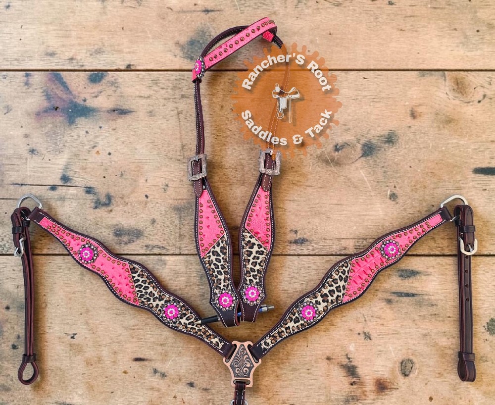 Western Horse Tack Set | Cheetah With Pink Gator Tack Set
