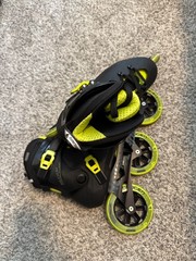 Rollerblade Maxxum Edge 125 3WD Inline Skates Size 10 Neon Yellow/Black Used 1x