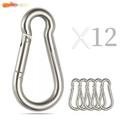 264 Lbs Stainless Steel 304 Spring Snap Hook Carabiner Clips, Set Of 12