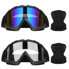 Lievermo Motorcycle Goggles Dirt Bike Goggles 2 Pack ATV Off-Road Black+clear