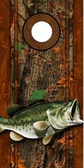 Cornhole Decals Wraps Fishing Graphics Bass Fish Oak Ambush Camouflage 05R
