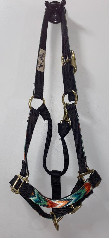 WEAVER BLACK NYLON 1» AVERAGE HORSE ADJUSTABLE 800-1100 LB AZTEC HALTER