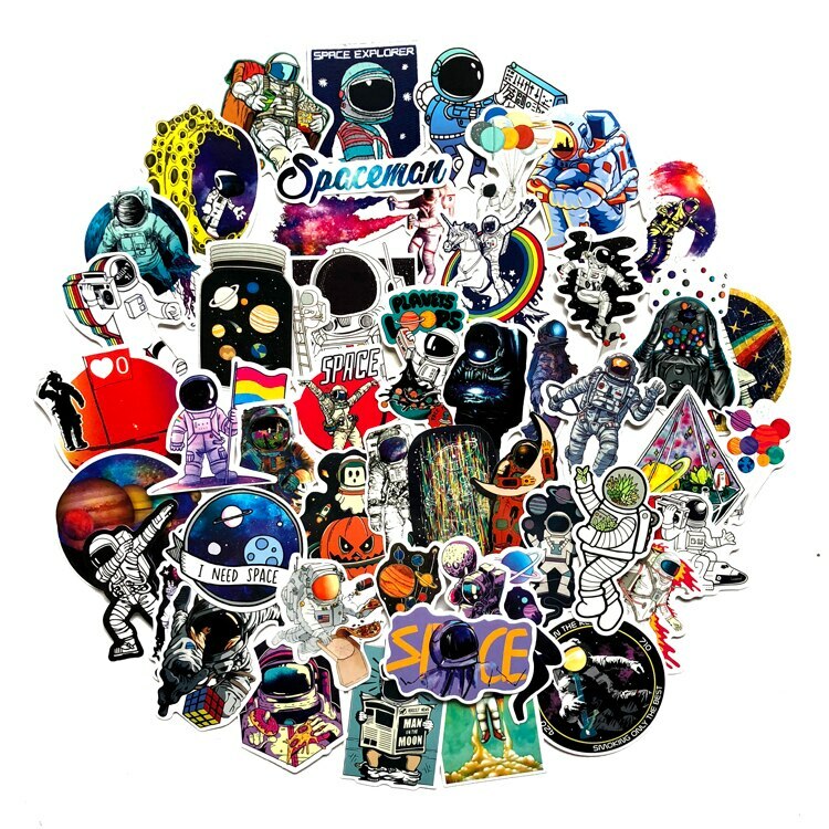 50pc Outer Space Universe Sticker Pack, PVC Vinyl Decal Bomb, Lot Waterproof