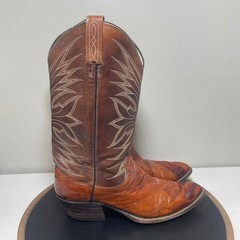 Dan Post Boots Men 9.5 Brown Eel Skin Leather Western Cowboy Snip Toe Exotic