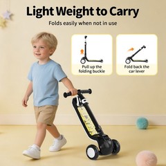 Commugo Kids 3 Wheel Scooter for Ages 3-10 Year Girls/Boys Toddler Scooter Black