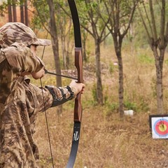 60″ Takedown Recurve Bow 25-60lbs Limbs Wooden Bow Archery Hunting Arrows Target