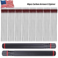 48pcs Archery 30″ Carbon Arrows Turkey Feather Compound Recurve Bow Shot Quiver
