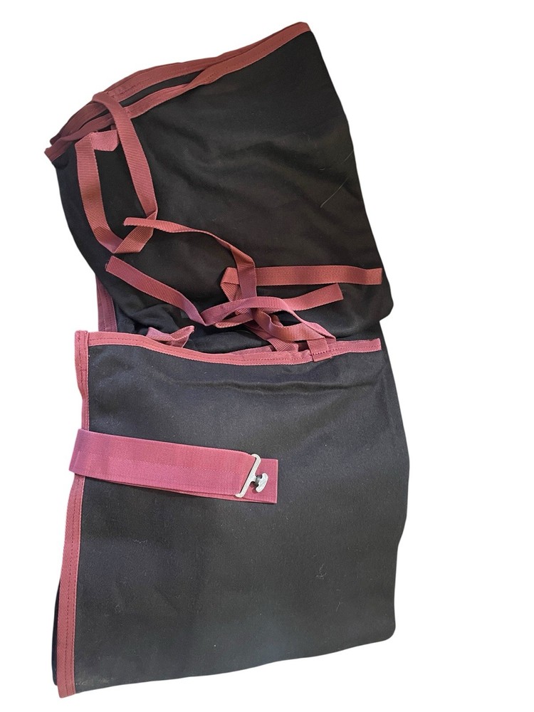 Dover Saddlery Wool Cooler Horse Blanket 84″ Black Maroon New