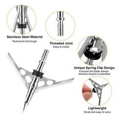 24/48x Archery Hunting Broadheads 100 Grain 2″ Dia Expandable Arrowheads 2 Blade