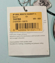 JP Bits by Korsteel 144184 French Link Oval Mouth Eggbutt 5″ Snaffle Bit NWT