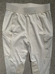 Girls WilLit Size L Tan Nylon/Spandex Equestrian Riding Leggings Zip Pockets